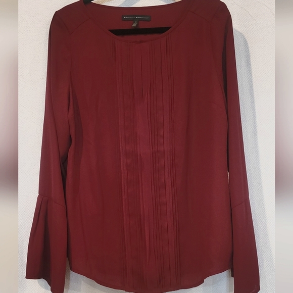 White House Black Market Blouse in Red wine color, long sleeve 12 - Picture 5 of 7